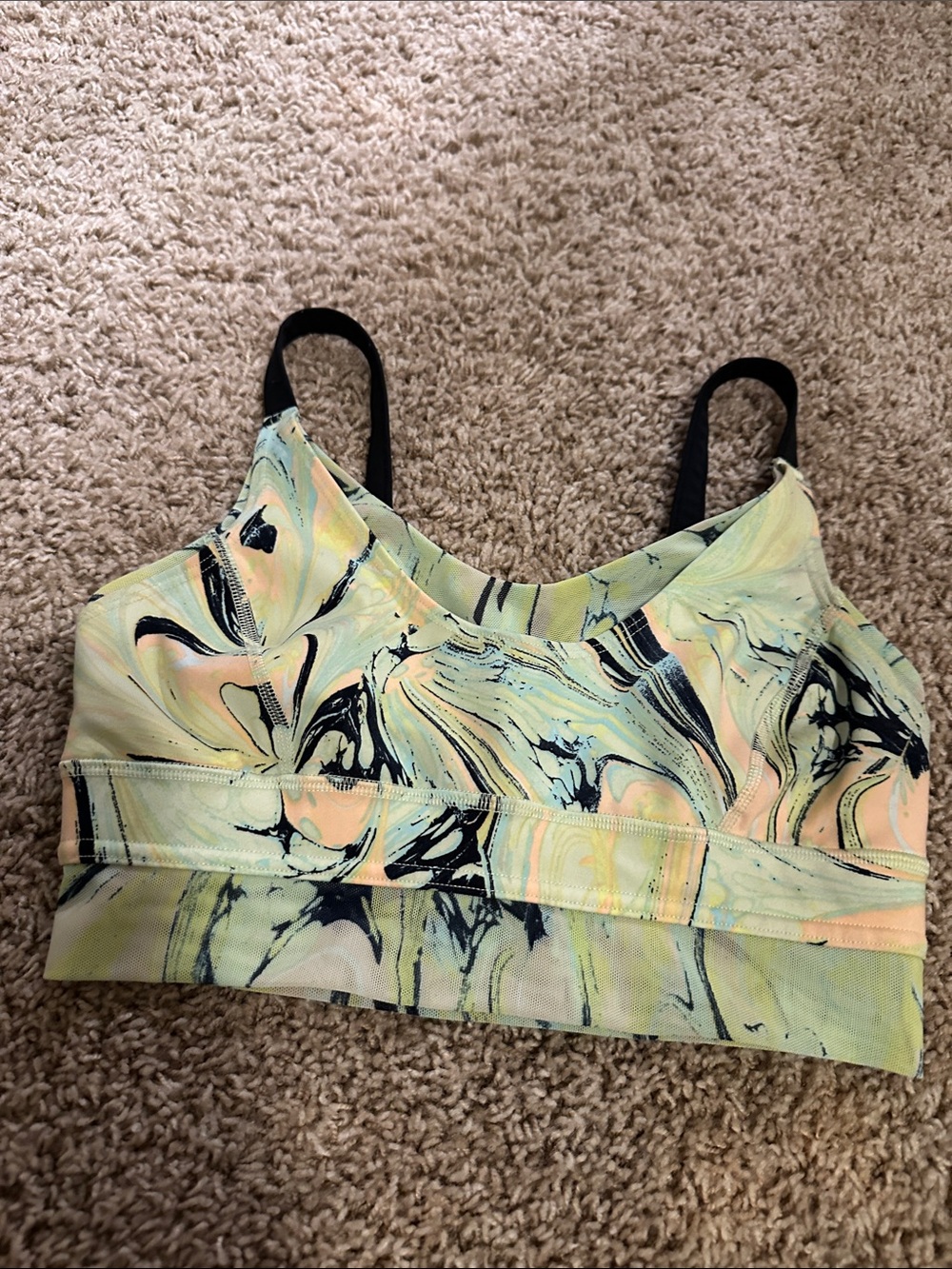 Free People Movement Yoga Sports Bra Tank Top Athletic Marble Print Small